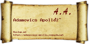 Adamovics Apolló névjegykártya