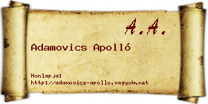 Adamovics Apolló névjegykártya