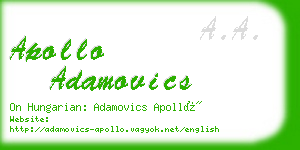 apollo adamovics business card